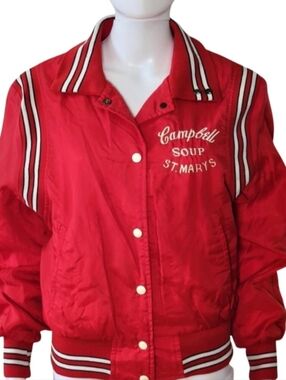 Vintage Campbell’s Soup Red Nylon Varsity Jacket‎ St. Mary's baseball Team